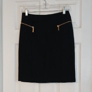 Michael Kors Black Pencil Skirt with Gold Zippers